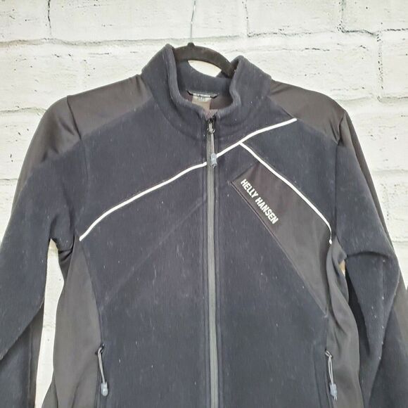 Helly Hansen Black White Fleece Full Zip Jacket Womems Medium Embroidered Floral - Picture 6 of 8